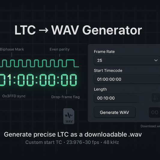 LTC Timecode WAV generator (custom start → WAV download)
